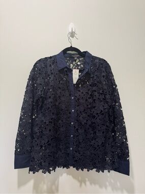 Banana Republic Navy Lace Blouse | New with Tags